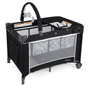 3-in-1 Portable Baby Crib and Playpen with Changing Table-Black