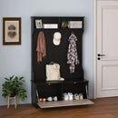 3 in 1 Coat Rack with Entryway Bench and Hooks and Enclosed Cabinet by DirectDeals