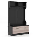 3 in 1 Coat Rack with Entryway Bench and Hooks and Enclosed Cabinet by DirectDeals