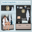 3 in 1 Coat Rack with Entryway Bench and Hooks and Enclosed Cabinet by DirectDeals