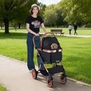 3-in-1 Foldable Pet Stroller with Sun Shade and Safety Belt for up to 55 lbs Small Medium Dogs Cats-Black by LJGDeals