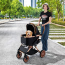 3-in-1 Foldable Pet Stroller with Sun Shade and Safety Belt for up to 55 lbs Small Medium Dogs Cats-Black by LJGDeals