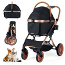 3-in-1 Foldable Pet Stroller with Sun Shade and Safety Belt for up to 55 lbs Small Medium Dogs Cats-Black by LJGDeals