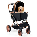 3-in-1 Foldable Pet Stroller with Sun Shade and Safety Belt for up to 55 lbs Small Medium Dogs Cats-Black by LJGDeals