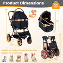 3-in-1 Foldable Pet Stroller with Sun Shade and Safety Belt for up to 55 lbs Small Medium Dogs Cats-Black by LJGDeals