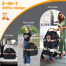 3-in-1 Foldable Pet Stroller with Sun Shade and Safety Belt for up to 55 lbs Small Medium Dogs Cats-Black by LJGDeals