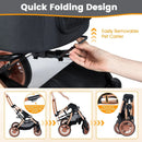 3-in-1 Foldable Pet Stroller with Sun Shade and Safety Belt for up to 55 lbs Small Medium Dogs Cats-Black by LJGDeals