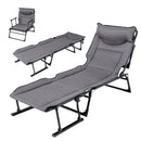 3 in 1 Folding Camping Cot Comfy Padded Convertible Single Sofa Chair-Gray by LJGDeals