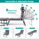 3 in 1 Folding Camping Cot Comfy Padded Convertible Single Sofa Chair-Gray by LJGDeals