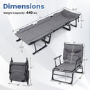 3 in 1 Folding Camping Cot and Comfy Padded Convertible Single Sofa Chair-Gray by LJGDeals