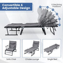 3 in 1 Folding Camping Cot and Comfy Padded Convertible Single Sofa Chair-Gray by LJGDeals