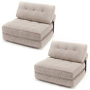 3-in-1 Folding Sofa Bed Set with Bolster - Beige (Set of 2) by LJGDeals