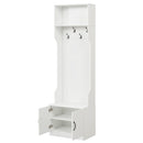 3-in-1 Hall Tree with Bench and Storage 23.5‚Äù Wide Mudroom Storage-WHite