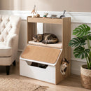 Hidden Cat Litter Box Cabinet with Scratching Pad & Cushion by LJGDeals