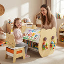 3-in-1 Kids Art Table and Chair with Storage and Reversible Whiteboard Chalkboard for Ages 3-10 Years Old-White by LJGDeals