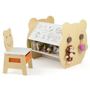 3-in-1 Kids Art Table and Chair with Storage and Reversible Whiteboard Chalkboard for Ages 3-10 Years Old-White by LJGDeals