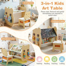 3-in-1 Kids Art Table and Chair with Storage and Reversible Whiteboard Chalkboard for Ages 3-10 Years Old-White by LJGDeals