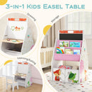 3 in 1 Kids Easel and Play Station Convertible with Chair and Storage Bins