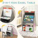 3 in 1 Kids Easel and Play Station Convertible with Chair and Storage Bins