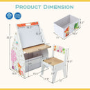 3 in 1 Kids Easel and Play Station Convertible with Chair and Storage Bins