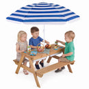 Kids Outdoor Picnic Water Sand Table with Umbrella