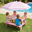Kids Outdoor Picnic Water Sand Table with Umbrella