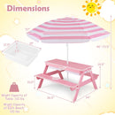 Kids Outdoor Picnic Water Sand Table with Umbrella