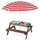 Kids Outdoor Picnic Water Sand Table with Umbrella