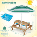 Kids Outdoor Picnic Water Sand Table with Umbrella