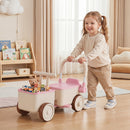 3-in-1 Kids Ride On Push Car with Rope and Storage Basket