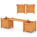 3-in-1 Outdoor Planter Box with Bench 2-Person Outdoor Bench with 2 Side Garden Beds-Orange by DirectDeals