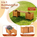 3-in-1 Outdoor Planter Box with Bench 2-Person Outdoor Bench with 2 Side Garden Beds-Orange by DirectDeals