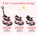 3 in 1 Push Car with Removable Handle and Guardrail for Kids 18-36 Months Old