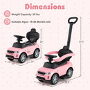 3 in 1 Push Car with Removable Handle and Guardrail for Kids 18-36 Months Old