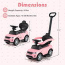 3 in 1 Push Car with Removable Handle and Guardrail for Kids 18-36 Months Old