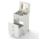 3-in-1 Small Vanity Desk Set with Flip-top Mirror and Lights with Drawers and Stool-White by LJGDeals