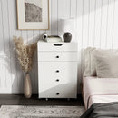 3-in-1 Small Vanity Desk Set with Flip-top Mirror and Lights with Drawers and Stool-White by LJGDeals