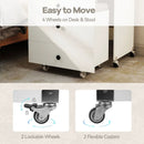 3-in-1 Small Vanity Desk Set with Flip-top Mirror and Lights with Drawers and Stool-White by LJGDeals