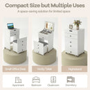3-in-1 Small Vanity Desk Set with Flip-top Mirror and Lights with Drawers and Stool-White by LJGDeals