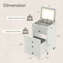 3-in-1 Small Vanity Desk Set with Flip-top Mirror and Lights with Drawers and Stool-White by LJGDeals