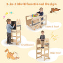 3-in-1 Wooden Kids Step Stool with Chalkboard