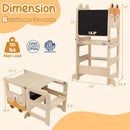 3-in-1 Wooden Kids Step Stool with Chalkboard