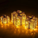 3 Pack Christmas Lighted Gift Box with 50 LED Lights and Detachable Bows by LJGDeals