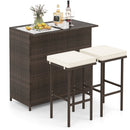 3PCS Patio Rattan Wicker Bar Table Stools Dining Set-Red by DirectDeals