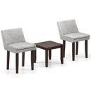 3-Piece Accent Table and Chair Set for Kitchen and Living Room-Brown & Gray by LJGDeals