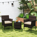 3 Pieces Outdoor Conversation Set with Cushioned Seat and Glass Tabletop by LJGDeals