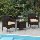 3 Pieces Outdoor Conversation Set with Cushioned Seat and Glass Tabletop by LJGDeals