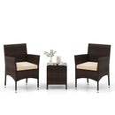 3 Pieces Outdoor Conversation Set with Cushioned Seat and Glass Tabletop by LJGDeals