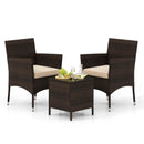3 Pieces Outdoor Conversation Set with Cushioned Seat and Glass Tabletop by LJGDeals