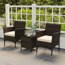 3 Pieces Outdoor Conversation Set with Cushioned Seat and Glass Tabletop by LJGDeals